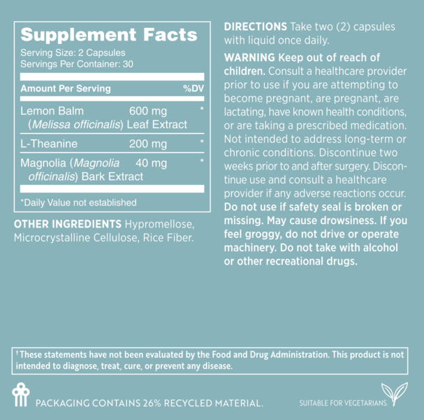 MYND Feel Calm Supplement Facts